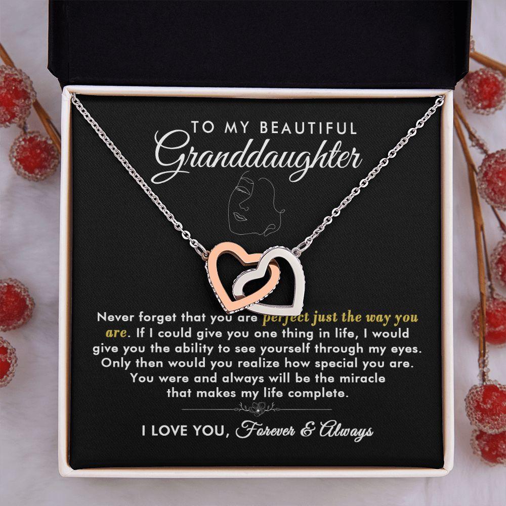 To My Beautiful Granddaughter - Just The Way You are - Interlocking Hearts Necklace - Everyoou