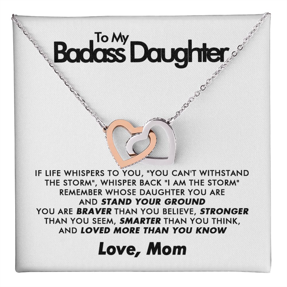 To My Badass Daughter - Interlocking Hearts Necklace - Love Mom - Everyoou
