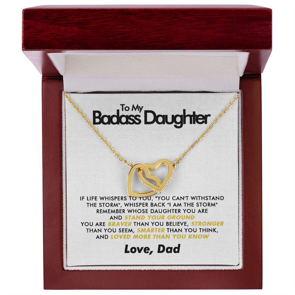 To My Badass Daughter - Stand Your Ground - Interlocking Hearts Necklace - Love Dad - Everyoou