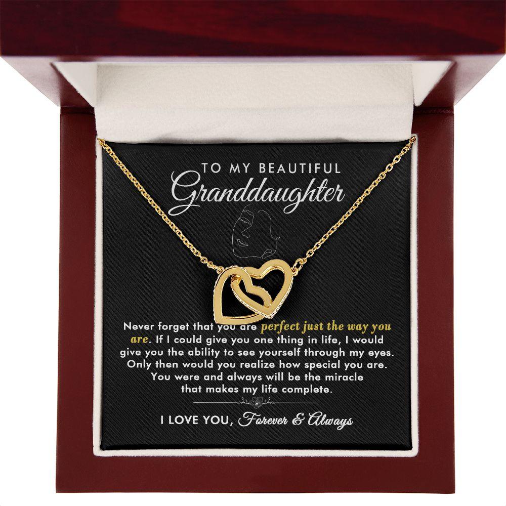To My Beautiful Granddaughter - Just The Way You are - Interlocking Hearts Necklace - Everyoou