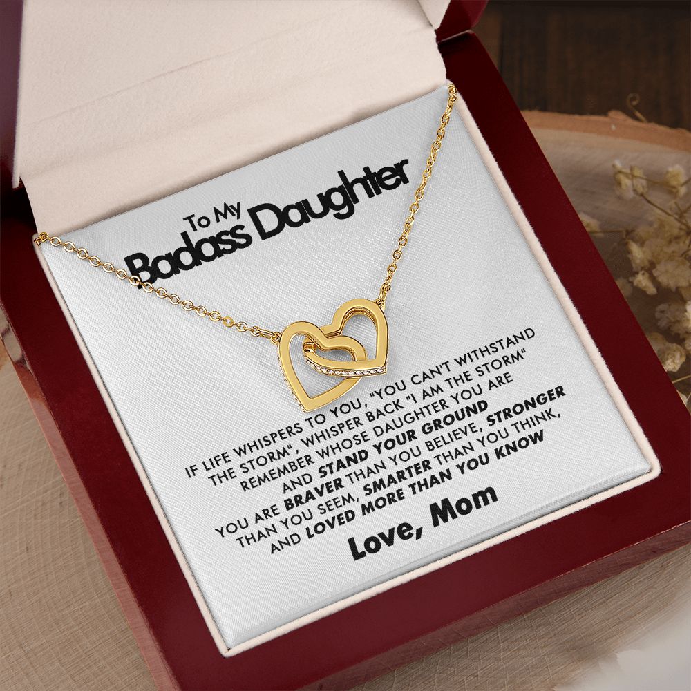 To My Badass Daughter - Interlocking Hearts Necklace - Love Mom - Everyoou
