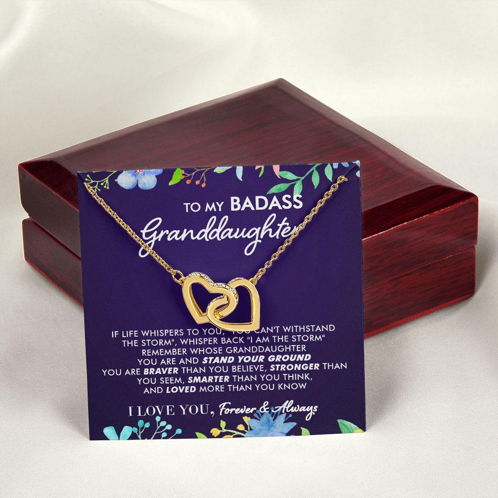 To My Badass Granddaughter - Blooming Storm - Interlocking Hearts Necklace - Everyoou