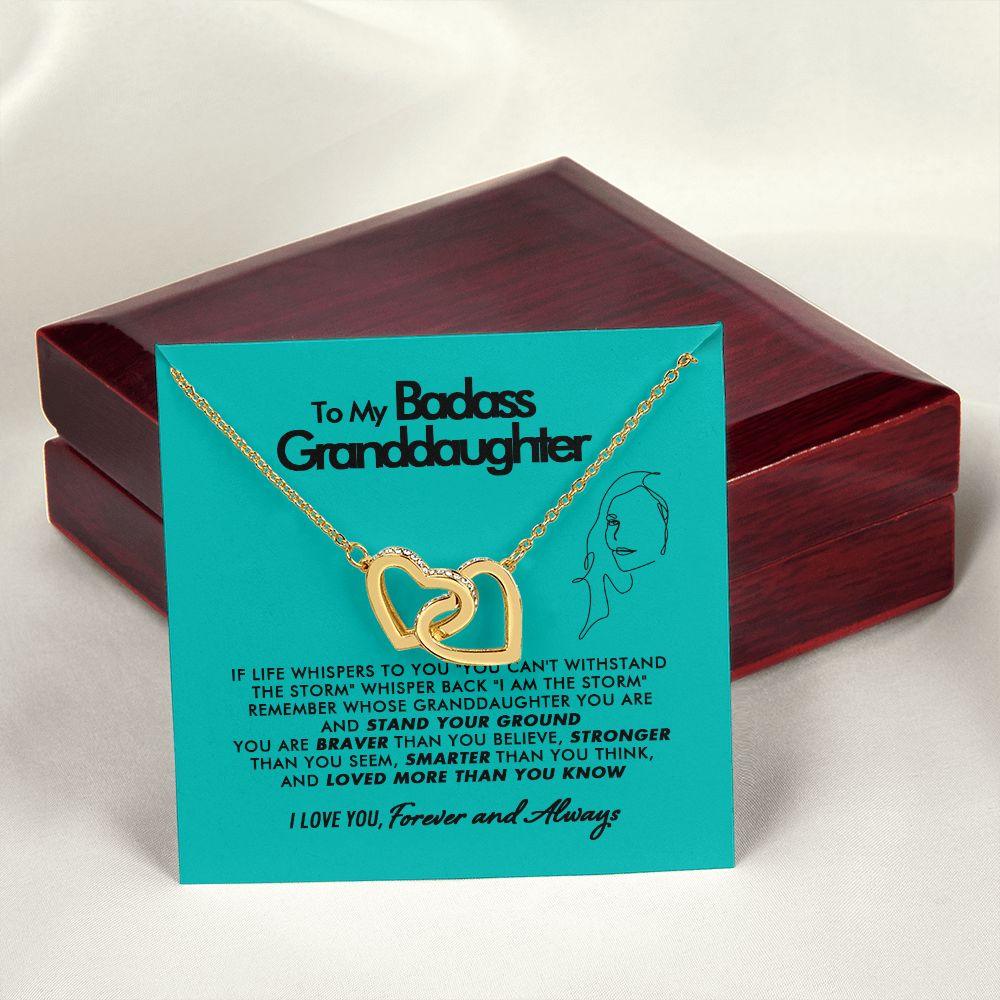 To My Badass Granddaughter - More Than You Know - Interlocking Hearts Necklace - Everyoou