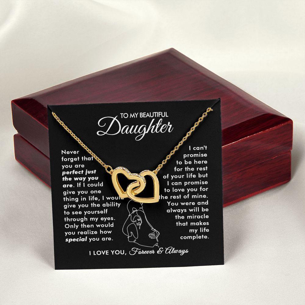 To My Beautiful Daughter - The Way You Are - Interlocking Hearts Necklace - Everyoou