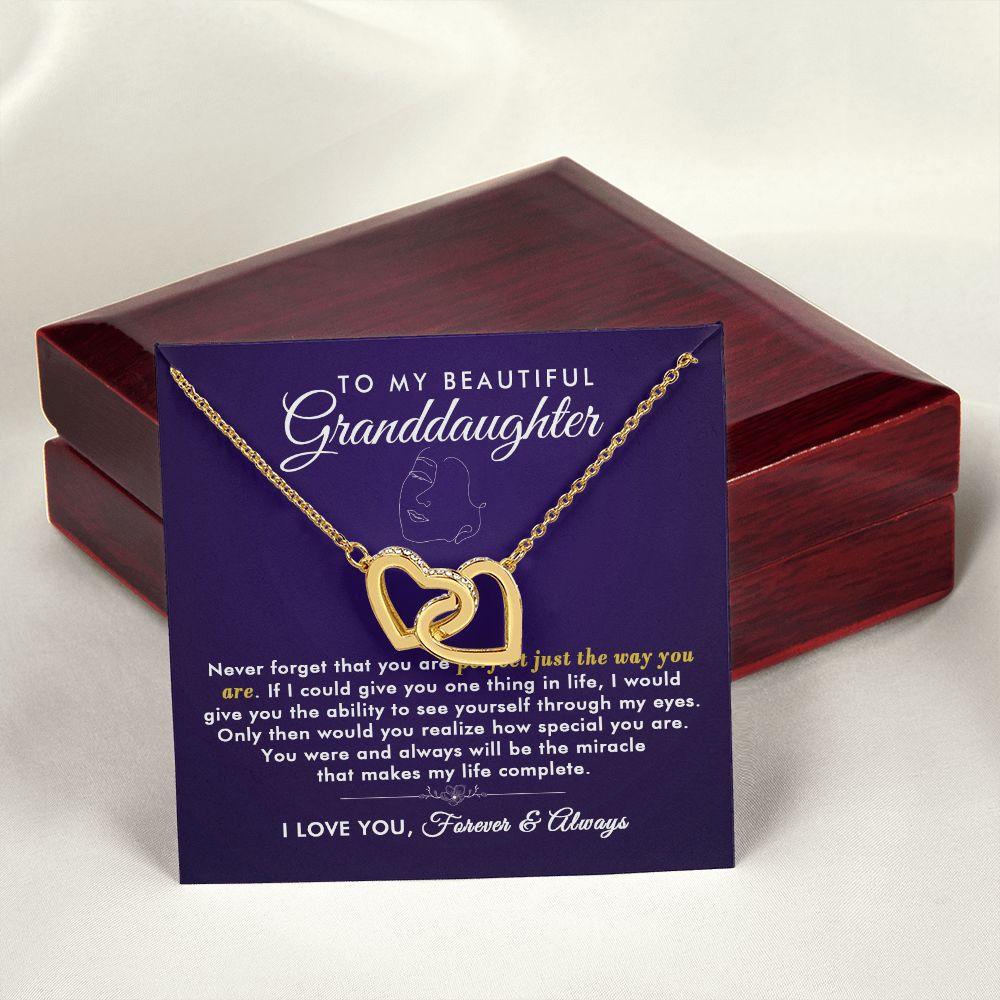 To My Beautiful Granddaughter - Perfect - Interlocking Hearts Necklace - Everyoou