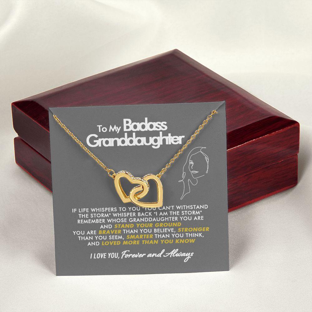 To My Badass Granddaughter - Stronger - Interlocking Hearts Necklace - Everyoou