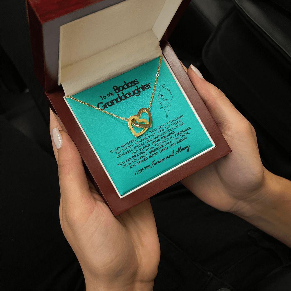 To My Badass Granddaughter - More Than You Know - Interlocking Hearts Necklace - Everyoou