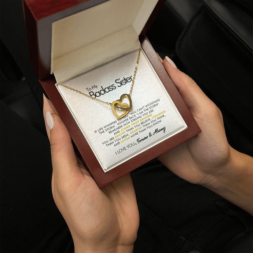 To My Badass Sister - Stand Your Ground - Interlocking Hearts Necklace - Everyoou