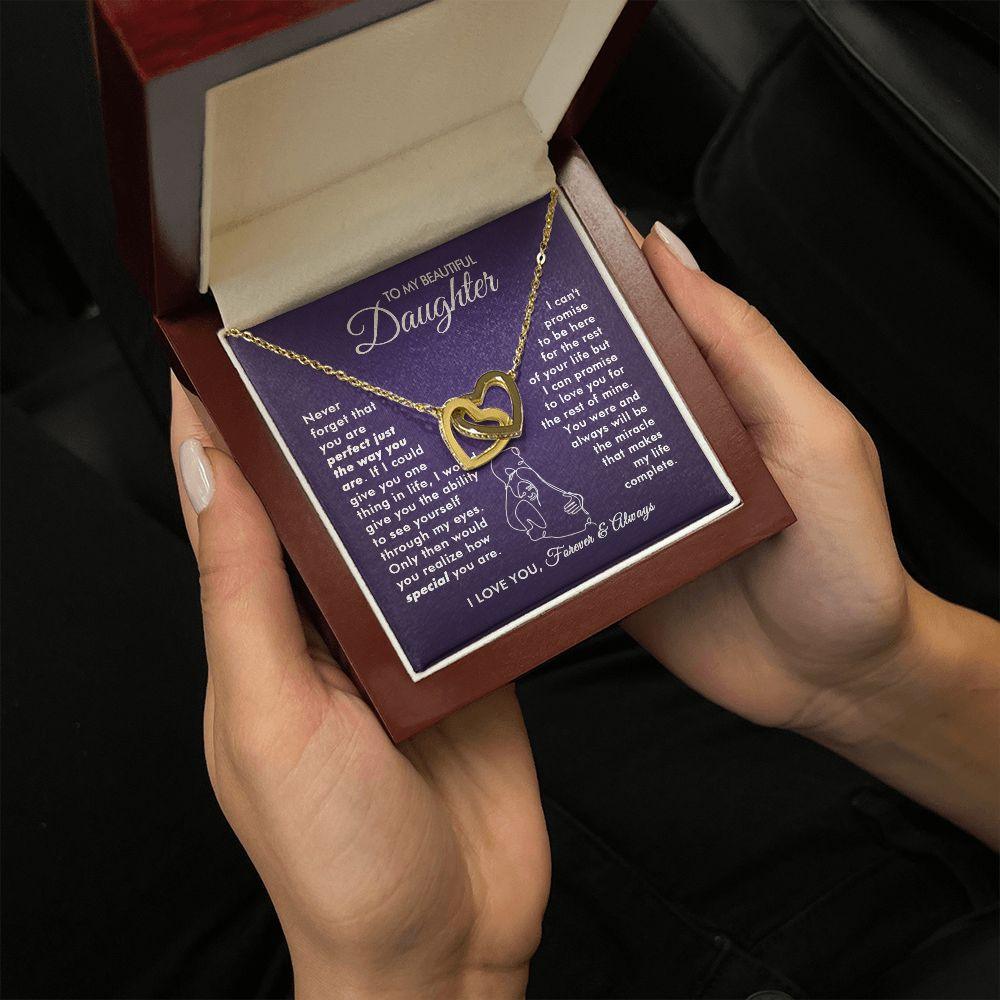 To My Beautiful Daughter - The Way You Are - Interlocking Hearts Necklace - Everyoou