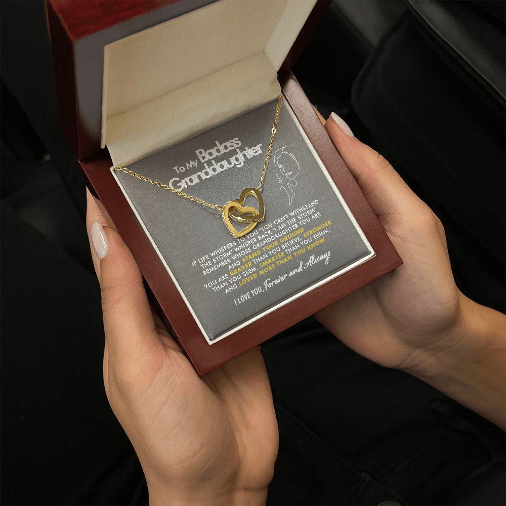 To My Badass Granddaughter - Stronger - Interlocking Hearts Necklace - Everyoou