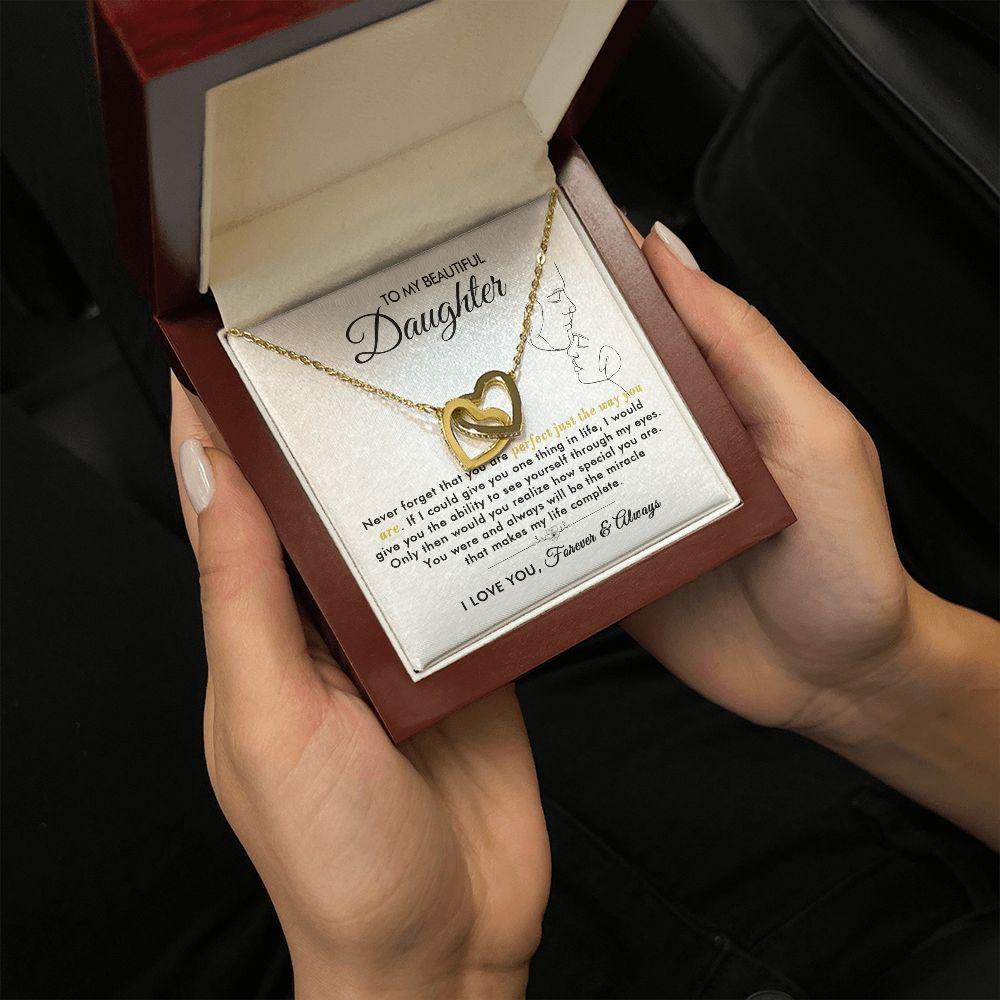 To My Beautiful Daughter - The Way You Are - Interlocking Hearts Necklace - Everyoou
