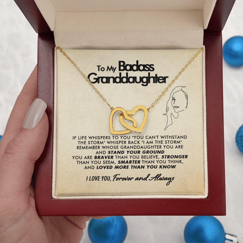 To My Badass Granddaughter - Loved - Interlocking Hearts Necklace - Everyoou