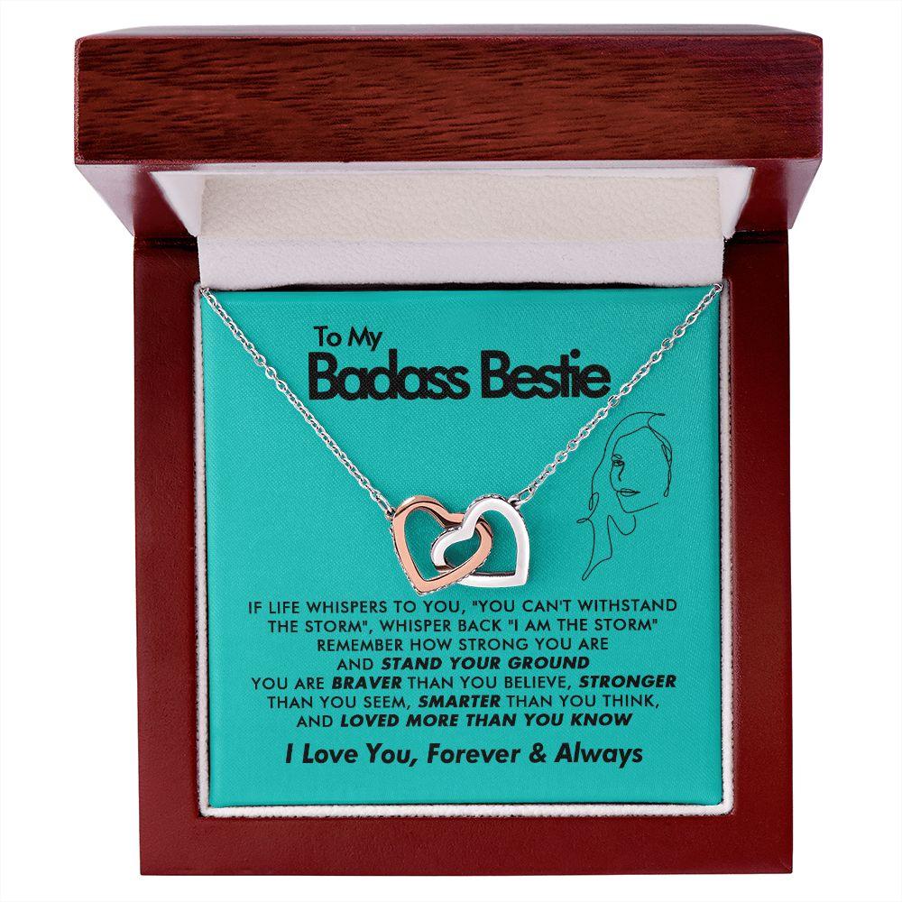 To My Badass Bestie - I Am The Storm - Interlocking Hearts Necklace - Everyoou