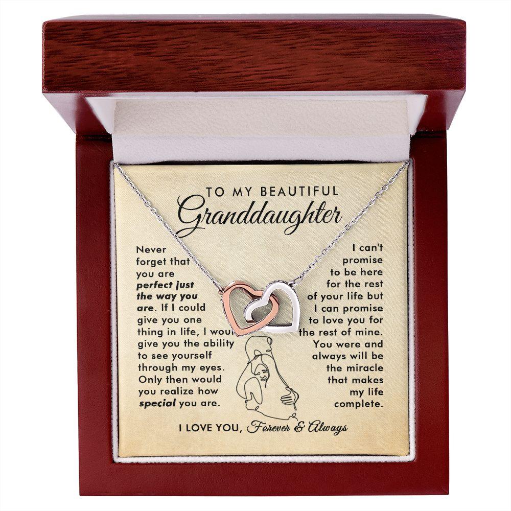 To My Beautiful Granddaughter - Rest Of My Life - Interlocking Hearts Necklace - Everyoou