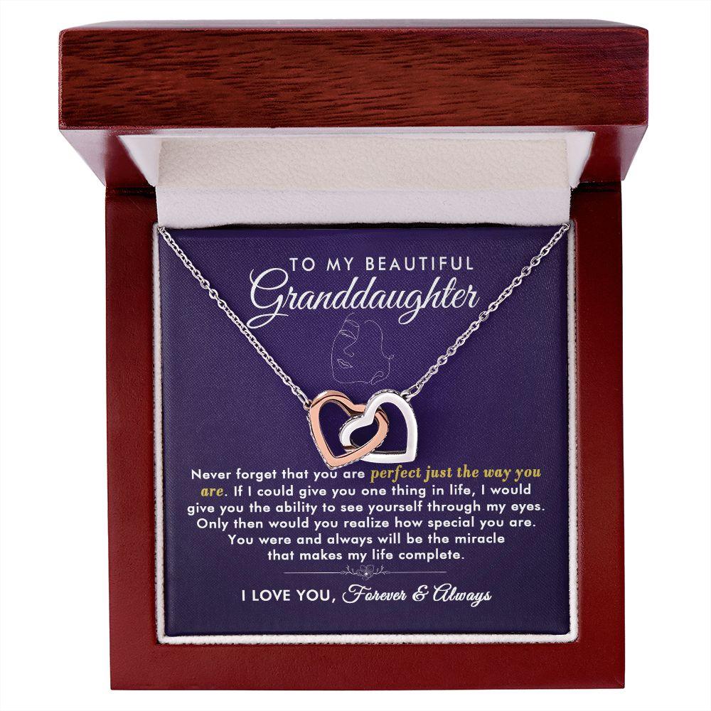 To My Beautiful Granddaughter - Perfect - Interlocking Hearts Necklace - Everyoou
