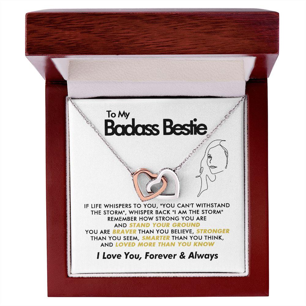 To My Badass Bestie - Braver - Interlocking Hearts Necklace - Everyoou