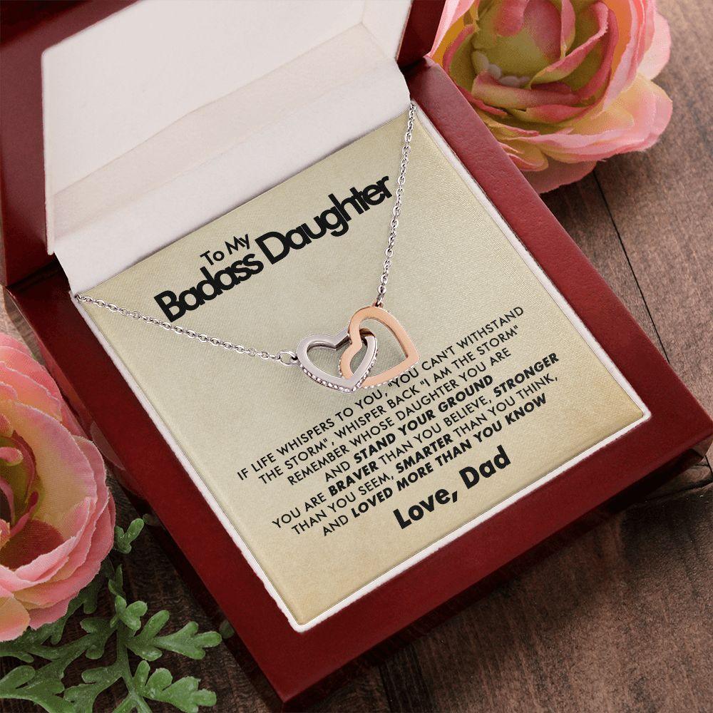 To My Badass Daughter - Stand Your Ground - Interlocking Hearts Necklace - Love Dad - Everyoou