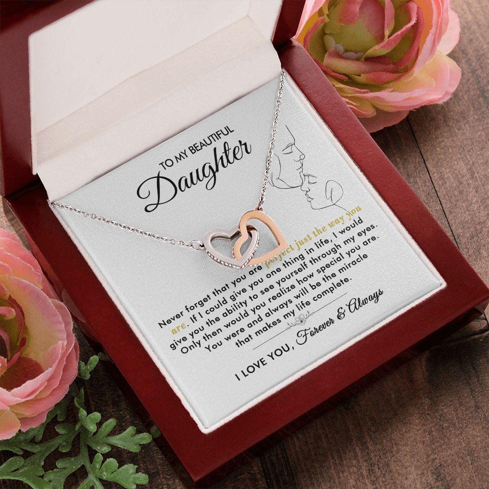 To My Beautiful Daughter - The Way You Are - Interlocking Hearts Necklace - Everyoou