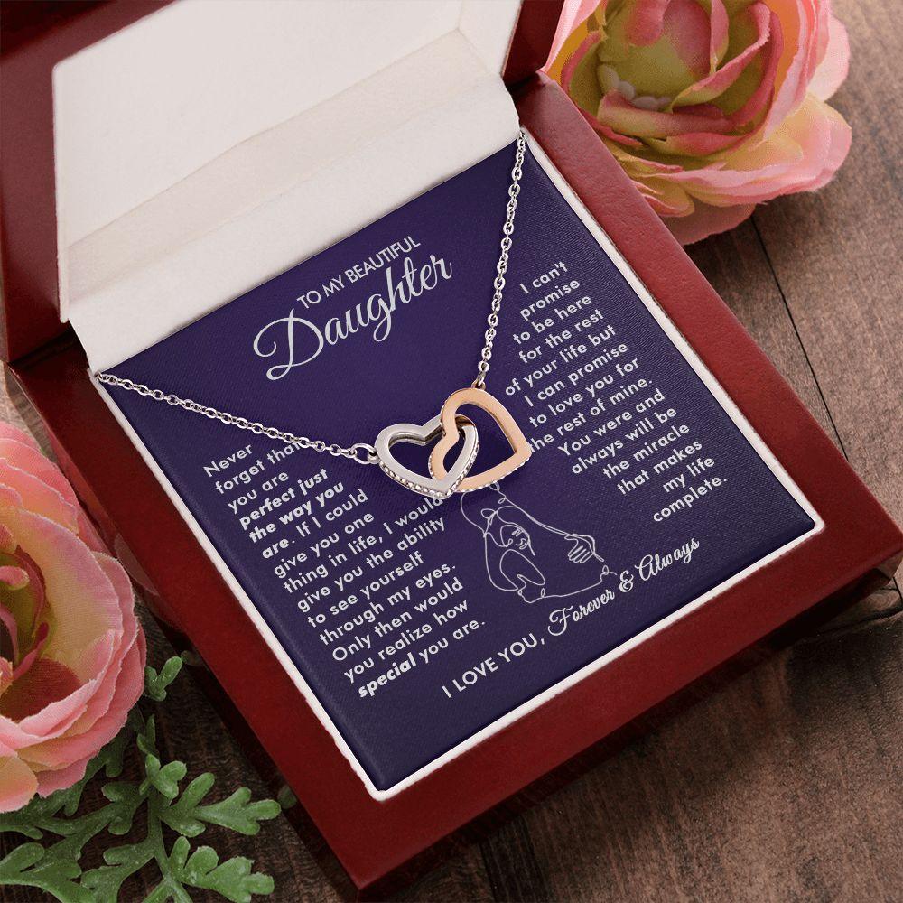 To My Beautiful Daughter - The Way You Are - Interlocking Hearts Necklace - Everyoou