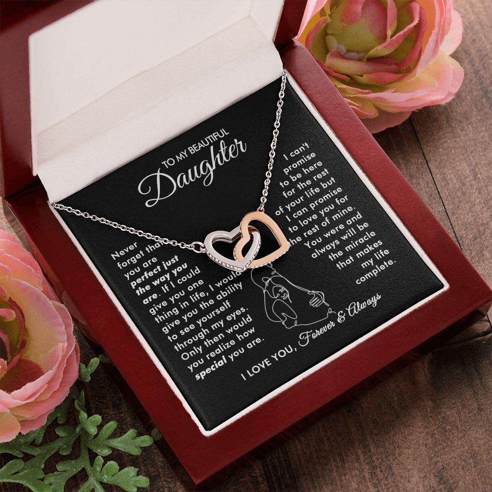 To My Beautiful Daughter - The Way You Are - Interlocking Hearts Necklace - Everyoou