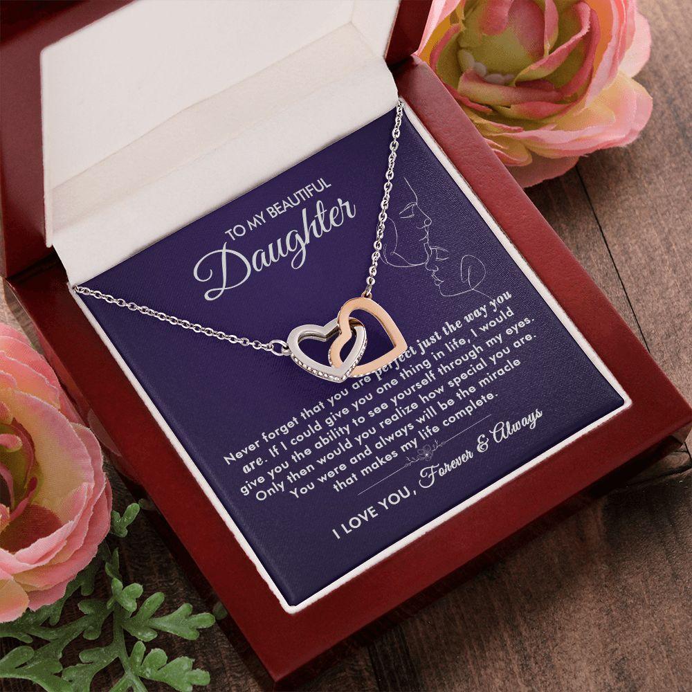 To My Beautiful Daughter - The Way You Are - Interlocking Hearts Necklace - Everyoou