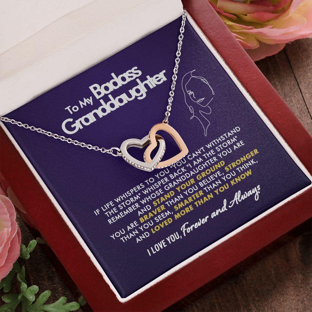 To My Badass Granddaughter - Braver - Interlocking Hearts Necklace - Everyoou