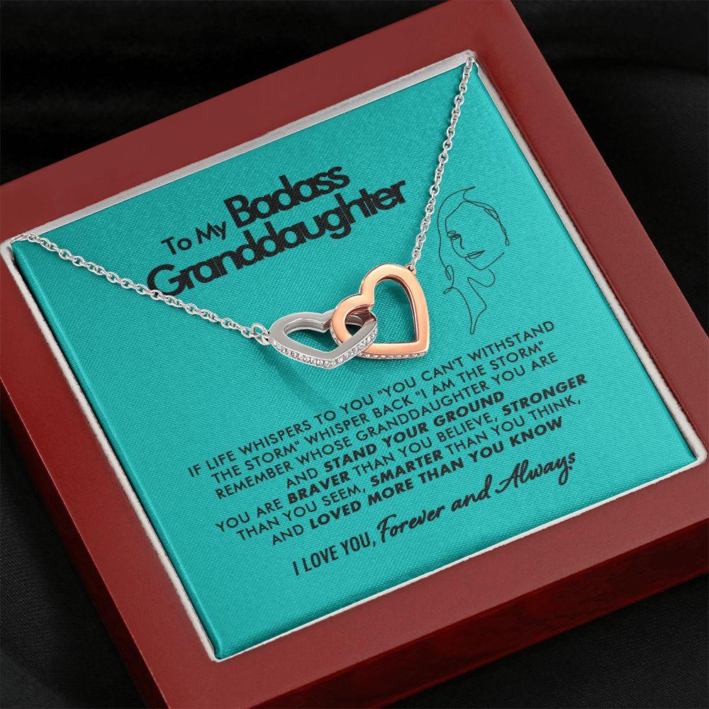 To My Badass Granddaughter - More Than You Know - Interlocking Hearts Necklace - Everyoou