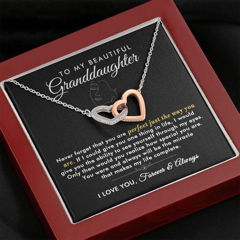 To My Beautiful Granddaughter - Just The Way You are - Interlocking Hearts Necklace - Everyoou