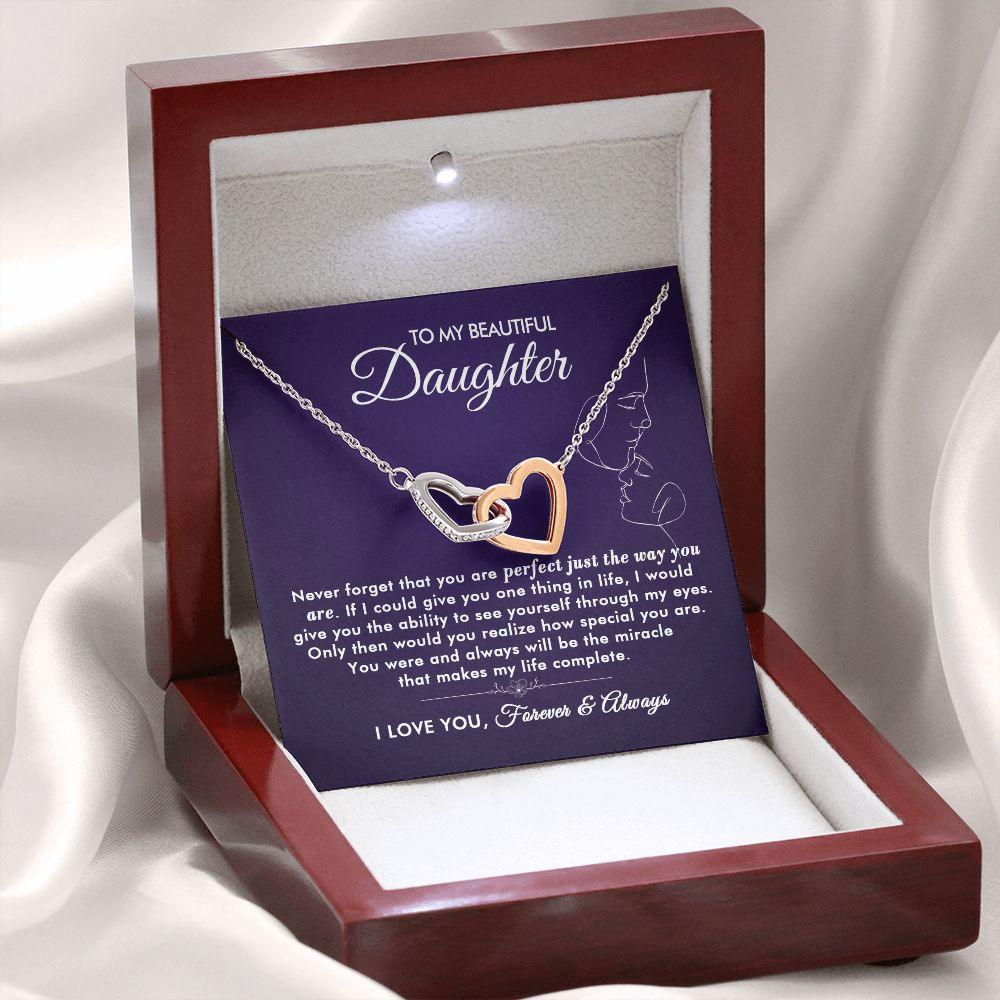 To My Beautiful Daughter - The Way You Are - Interlocking Hearts Necklace - Everyoou
