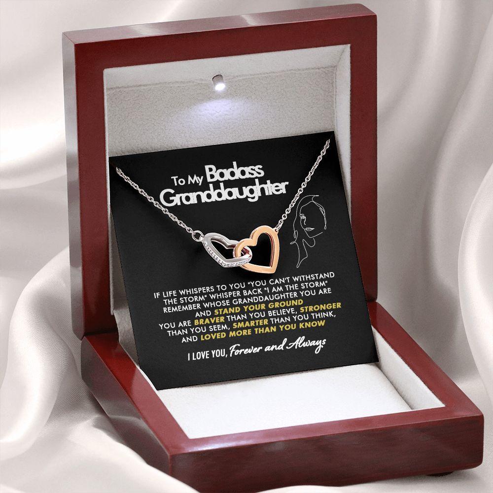 To My Badass Granddaughter - Stand Your Ground - Interlocking Hearts Necklace - Everyoou