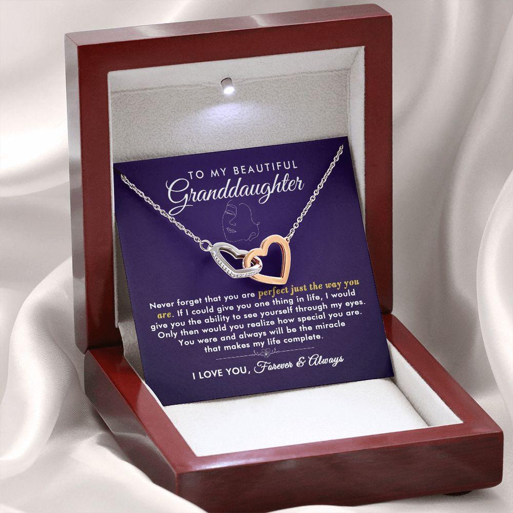 To My Beautiful Granddaughter - Perfect - Interlocking Hearts Necklace - Everyoou