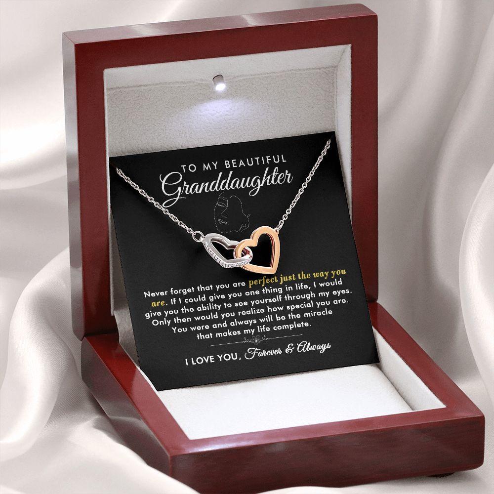 To My Beautiful Granddaughter - Just The Way You are - Interlocking Hearts Necklace - Everyoou