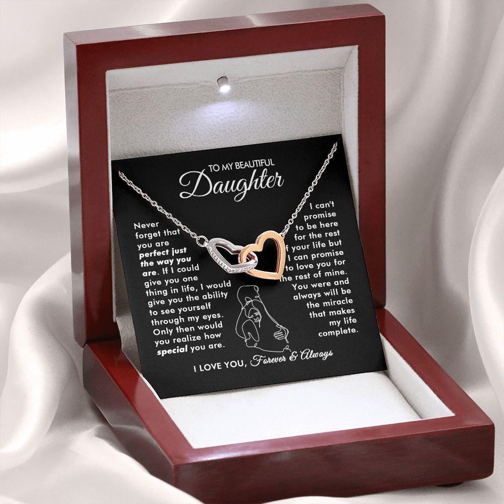 To My Beautiful Daughter - The Way You Are - Interlocking Hearts Necklace - Everyoou
