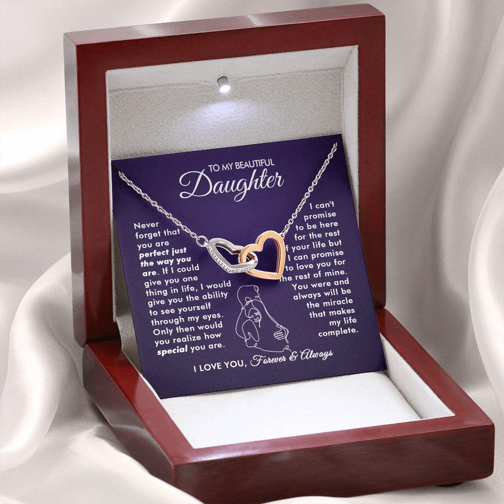 To My Beautiful Daughter - The Way You Are - Interlocking Hearts Necklace - Everyoou