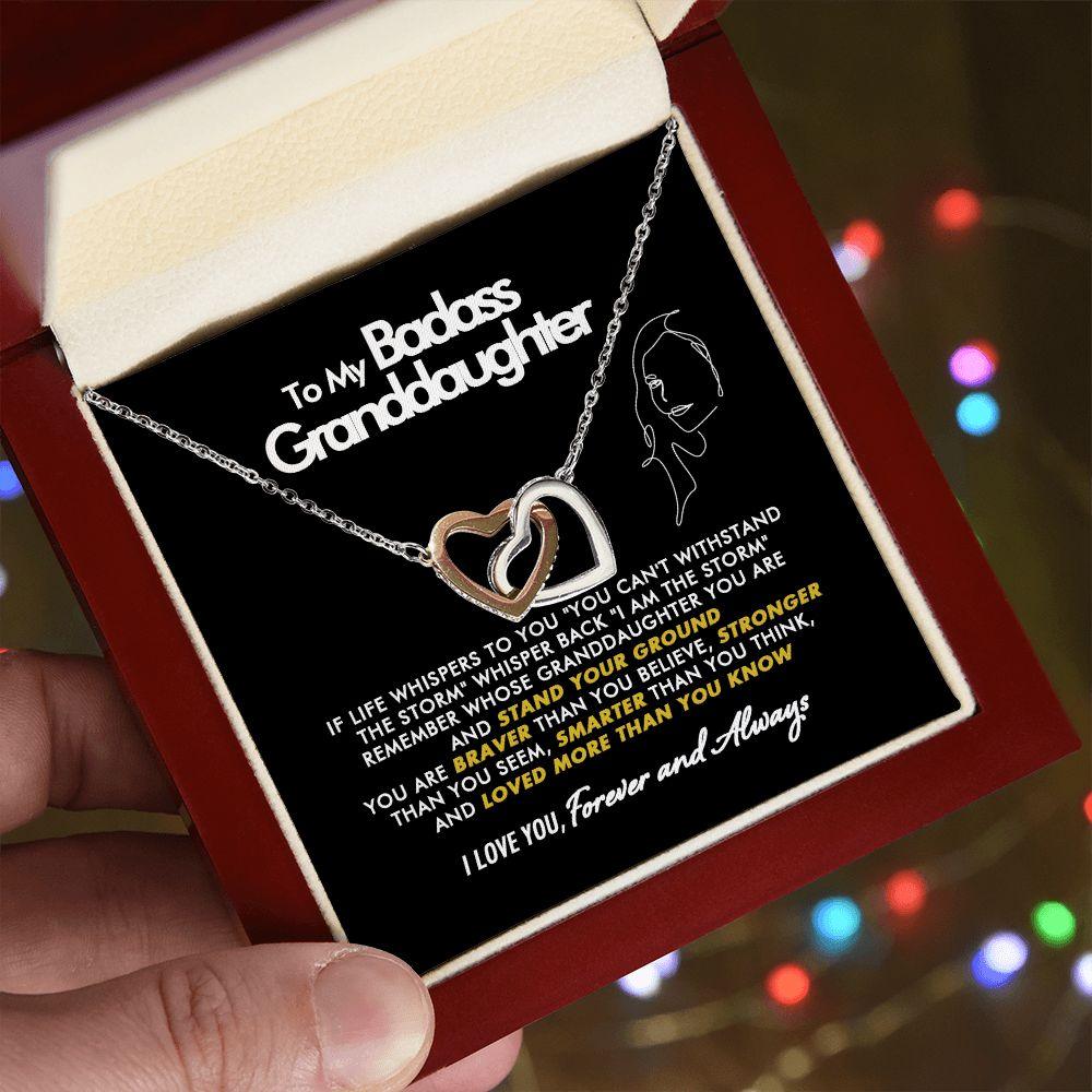 To My Badass Granddaughter - Stand Your Ground - Interlocking Hearts Necklace - Everyoou