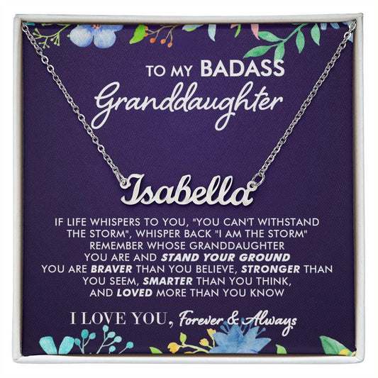 To My Badass Granddaughter - Life Whispers - Personalized Name Necklace - Everyoou