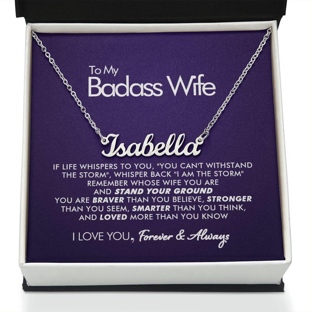 To My Badass Wife - Stronger - Personalized Name Necklace - Everyoou