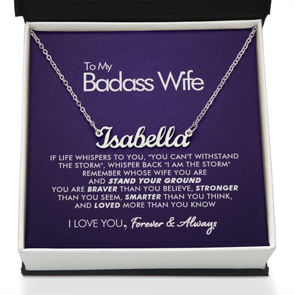To My Badass Wife - Stronger - Personalized Name Necklace - Everyoou