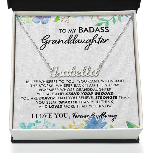 To My Badass Granddaughter - I Am The Storm - Personalized Name Necklace - Everyoou