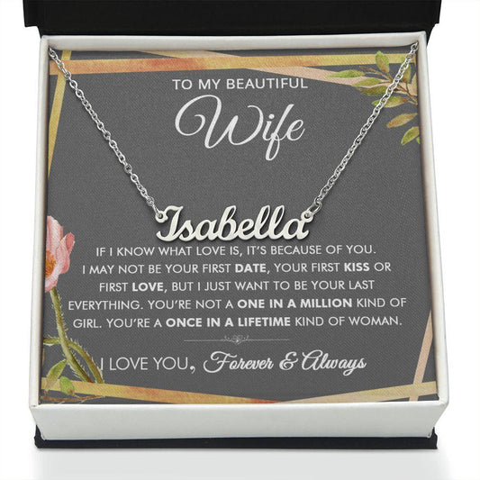 To My Beautiful Wife - Once In A Lifetime - Personalized Necklace - Everyoou