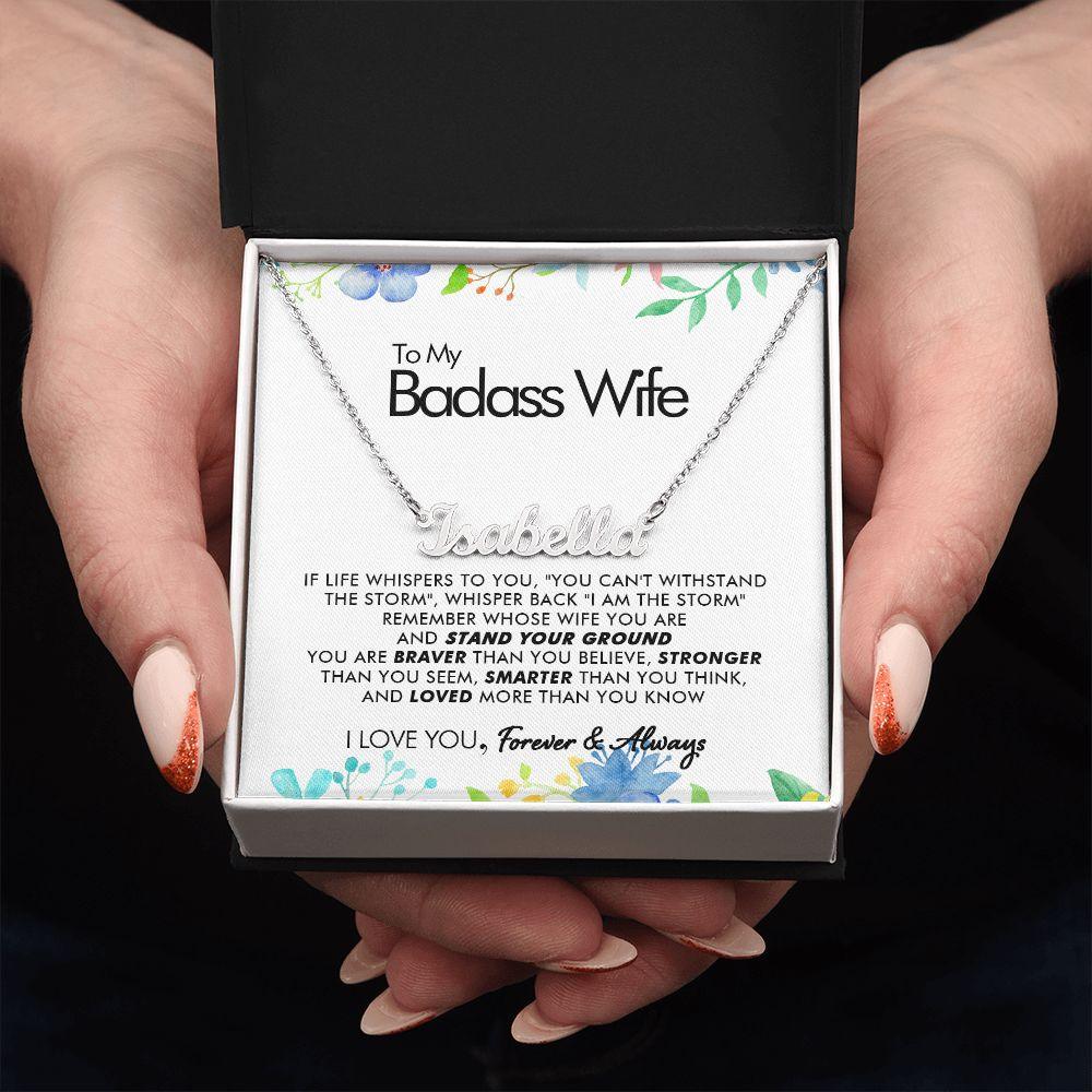 To My Badass Wife - More Than You Know - Personalized Name Necklace - Everyoou