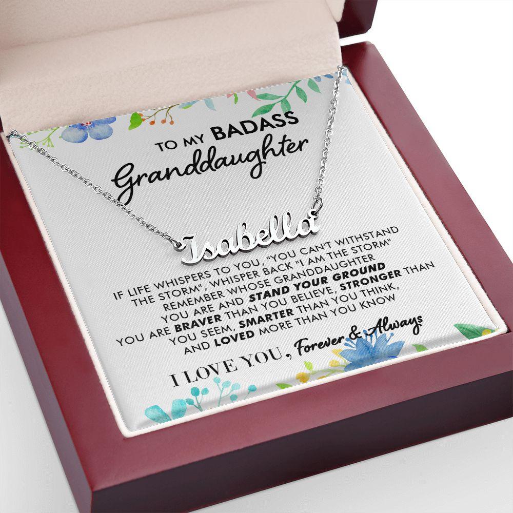 To My Badass Granddaughter - I Am The Storm - Personalized Name Necklace - Everyoou