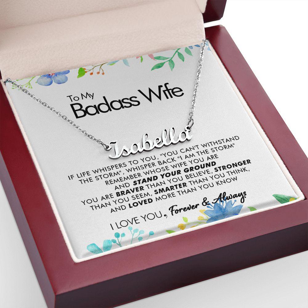 To My Badass Wife - More Than You Know - Personalized Name Necklace - Everyoou
