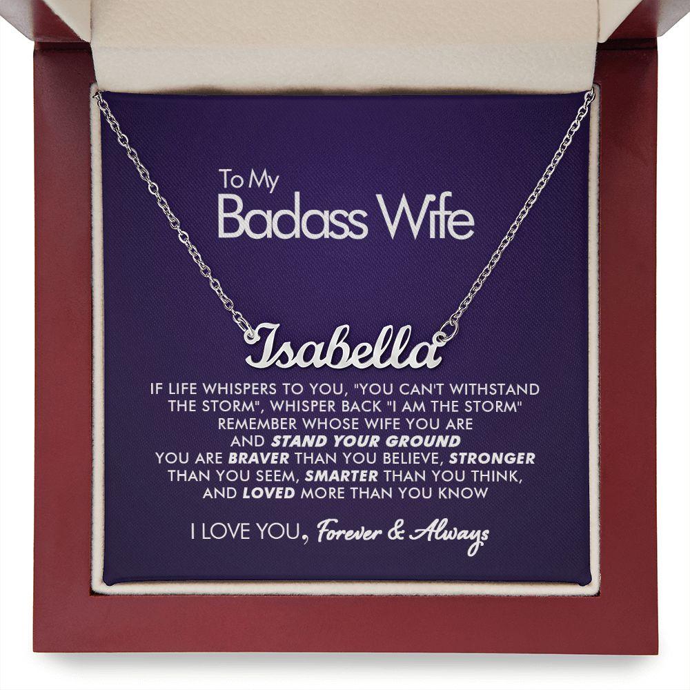 To My Badass Wife - Stronger - Personalized Name Necklace - Everyoou