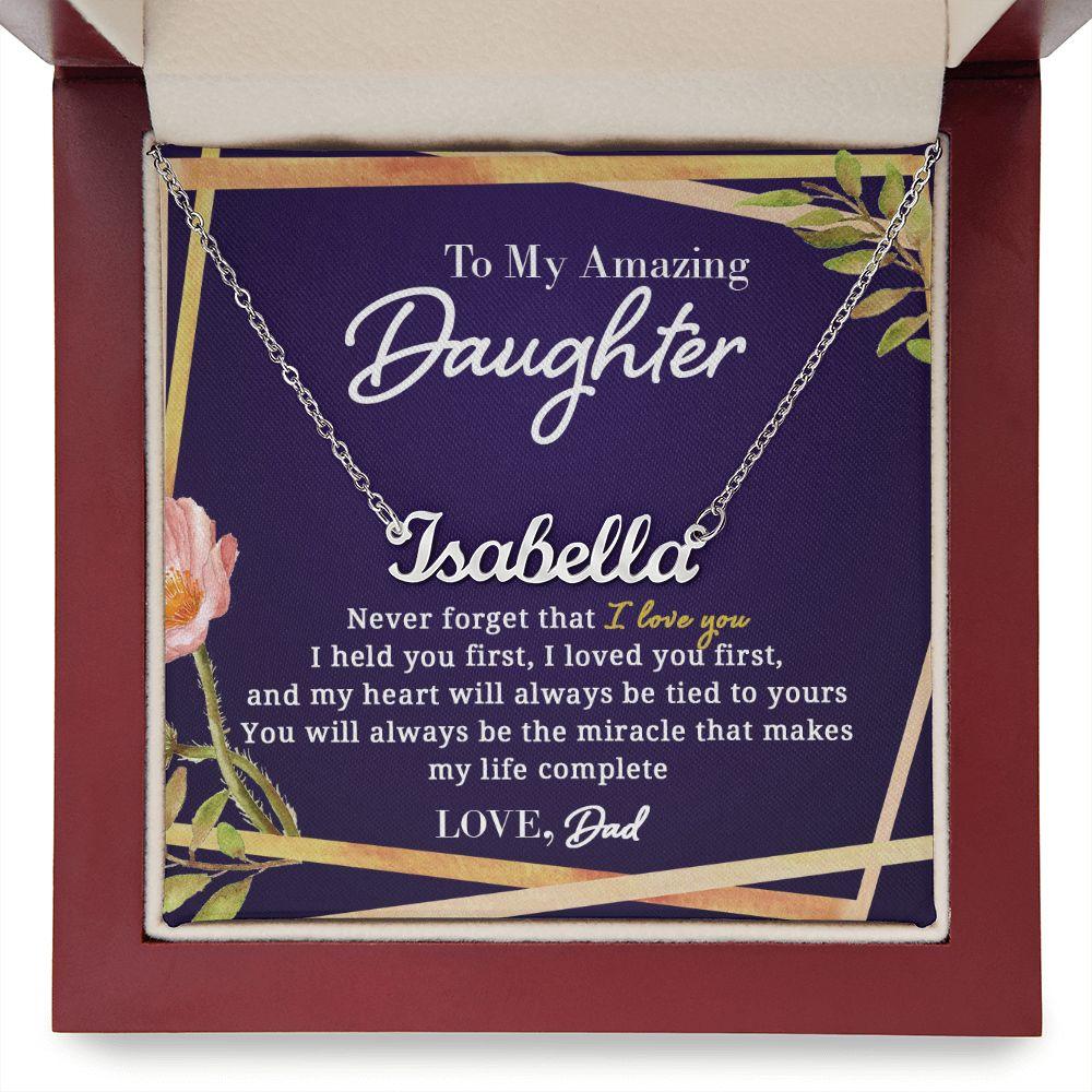 To My Amazing Daughter - Tied To Yours - Personalized Name Necklace - Everyoou