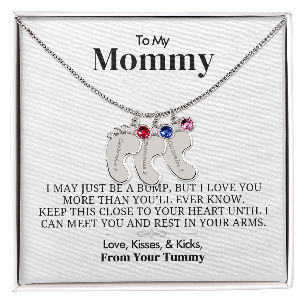 To My Mommy - Engraved Baby Feet with Birthstone - Everyoou
