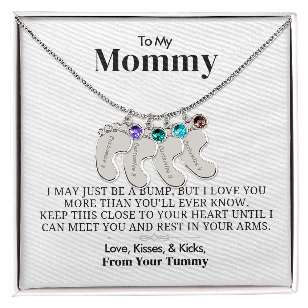 To My Mommy - Engraved Baby Feet with Birthstone - Everyoou