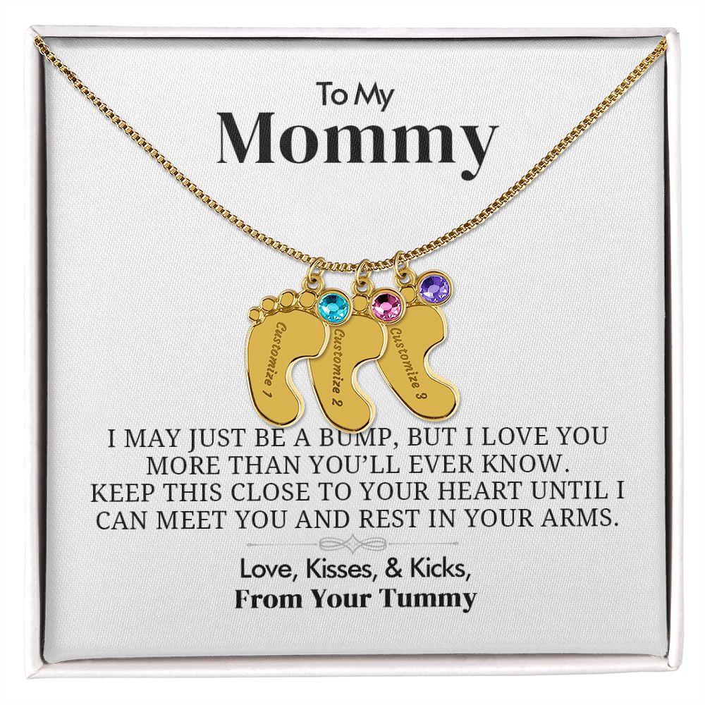 To My Mommy - Engraved Baby Feet with Birthstone - Everyoou