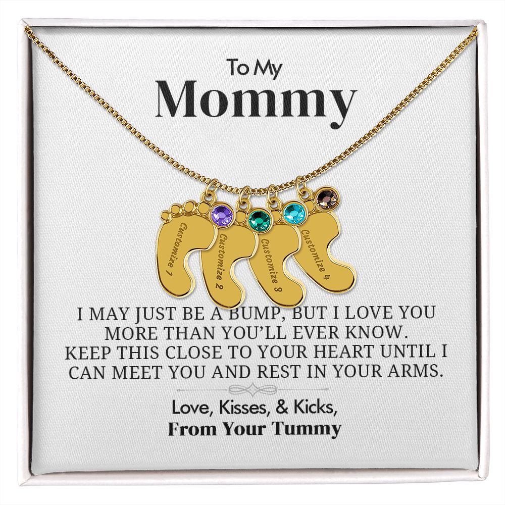 To My Mommy - Engraved Baby Feet with Birthstone - Everyoou