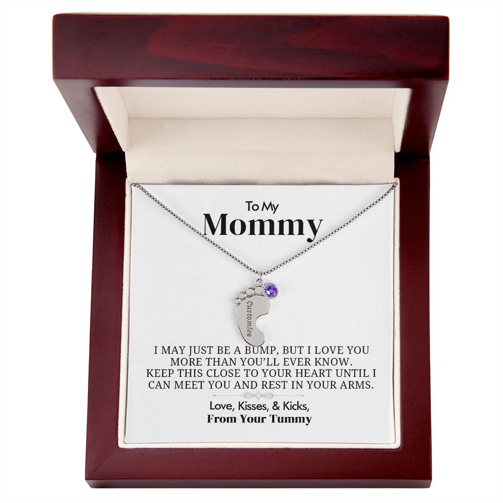 To My Mommy - Engraved Baby Feet with Birthstone - Everyoou